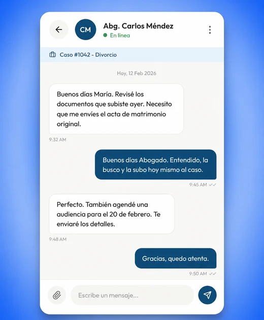 Conversación legal en el chat de Solfica