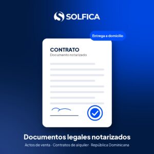 Documento legal notarizado de Solfica con entrega a domicilio