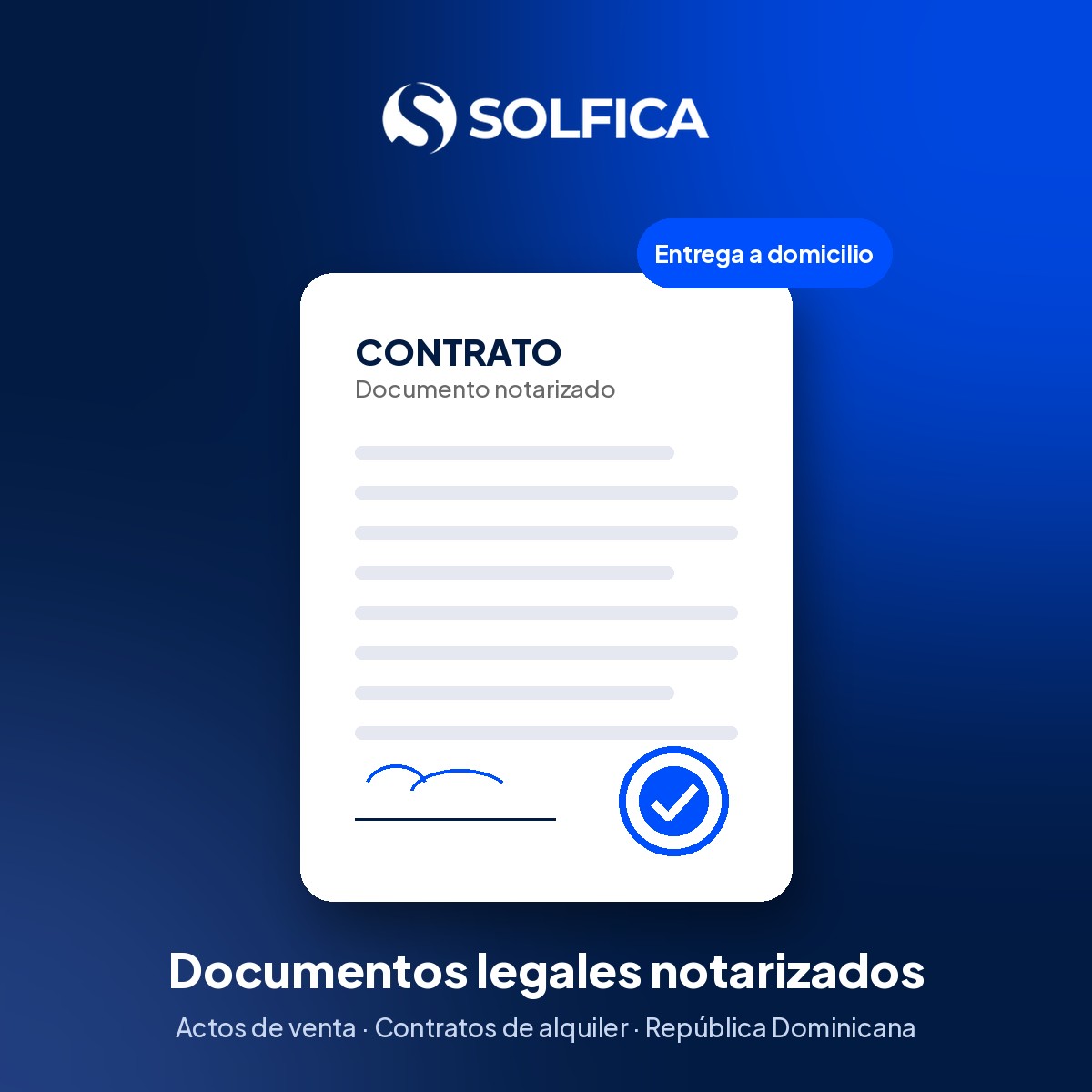Documento legal notarizado de Solfica con entrega a domicilio